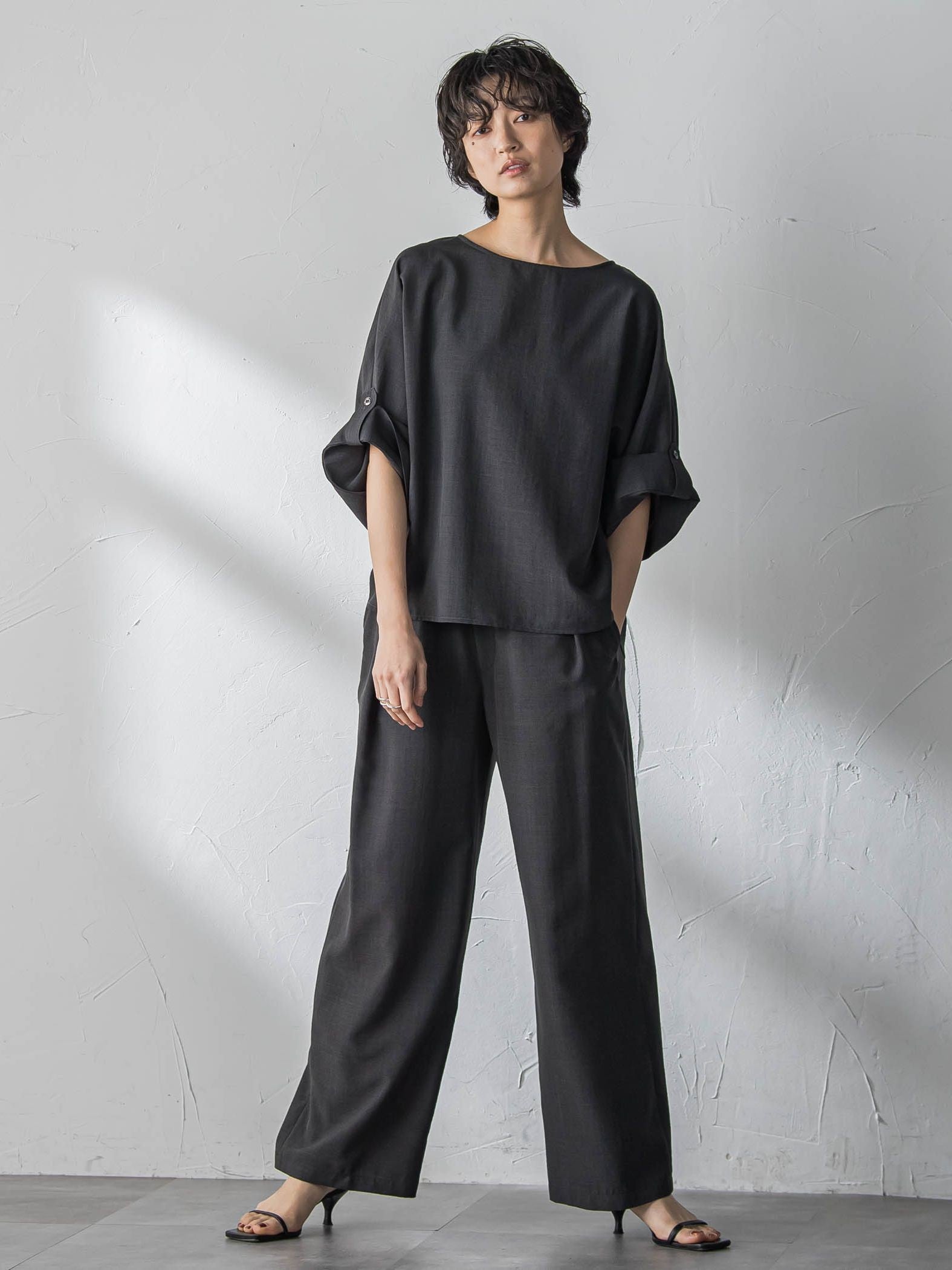 【一瞬で楽とキレイを叶える】タンブラーブッチャーイージーワイドパンツ≪セットアップ対応≫