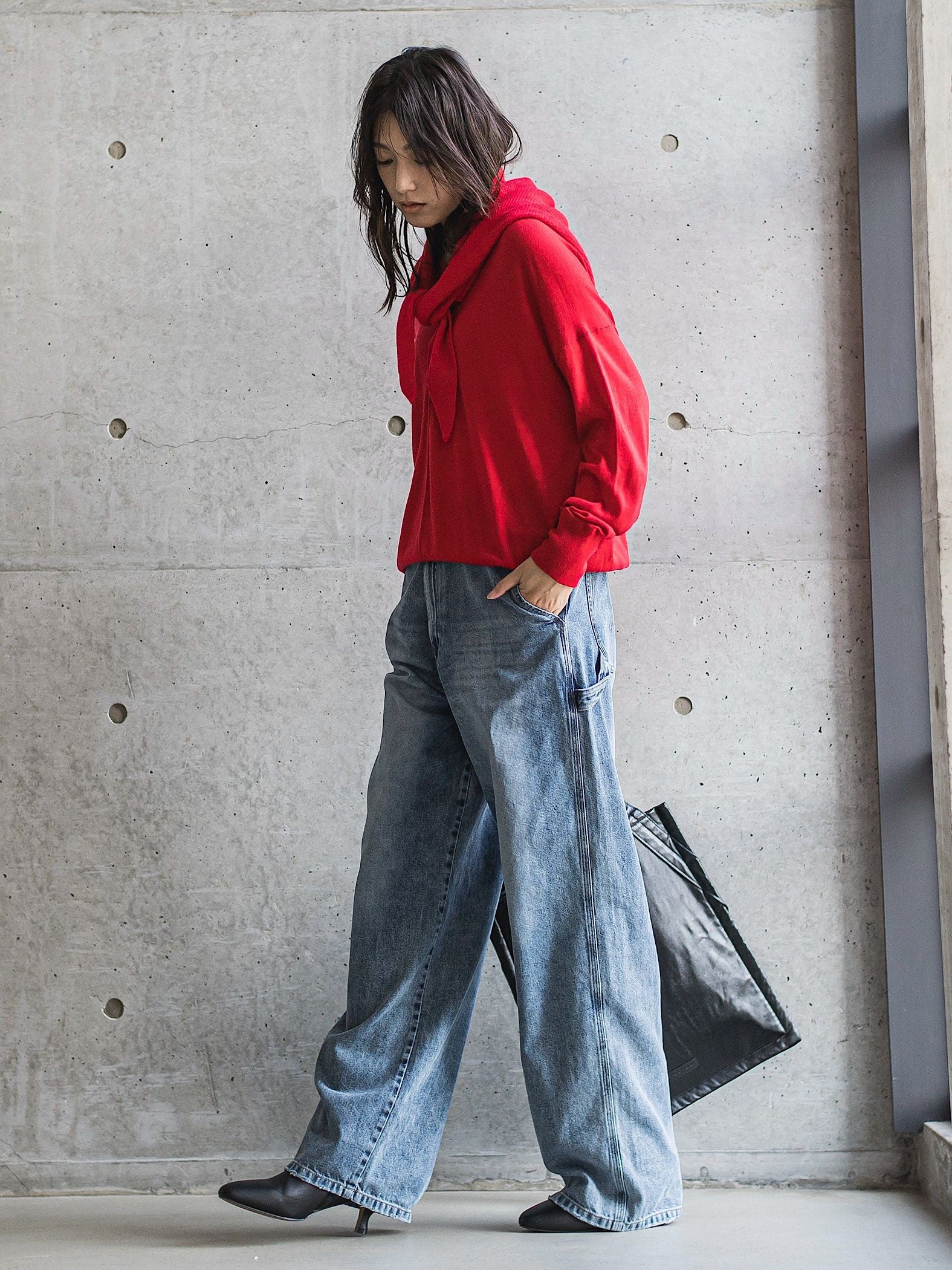 シルクカシミヤVネックコクーンニットプルオーバー≪手洗い可能≫