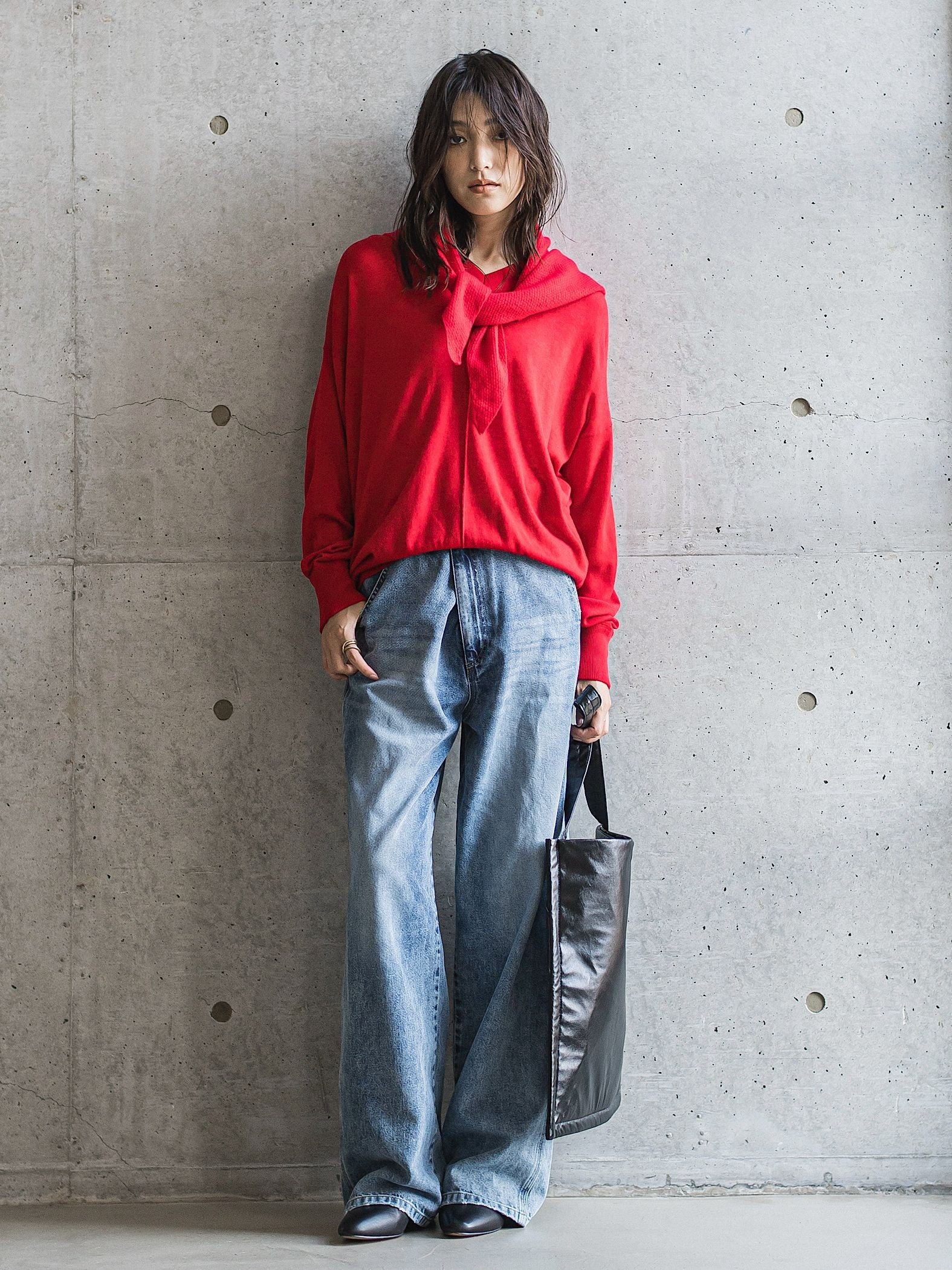 シルクカシミヤVネックコクーンニットプルオーバー≪手洗い可能≫