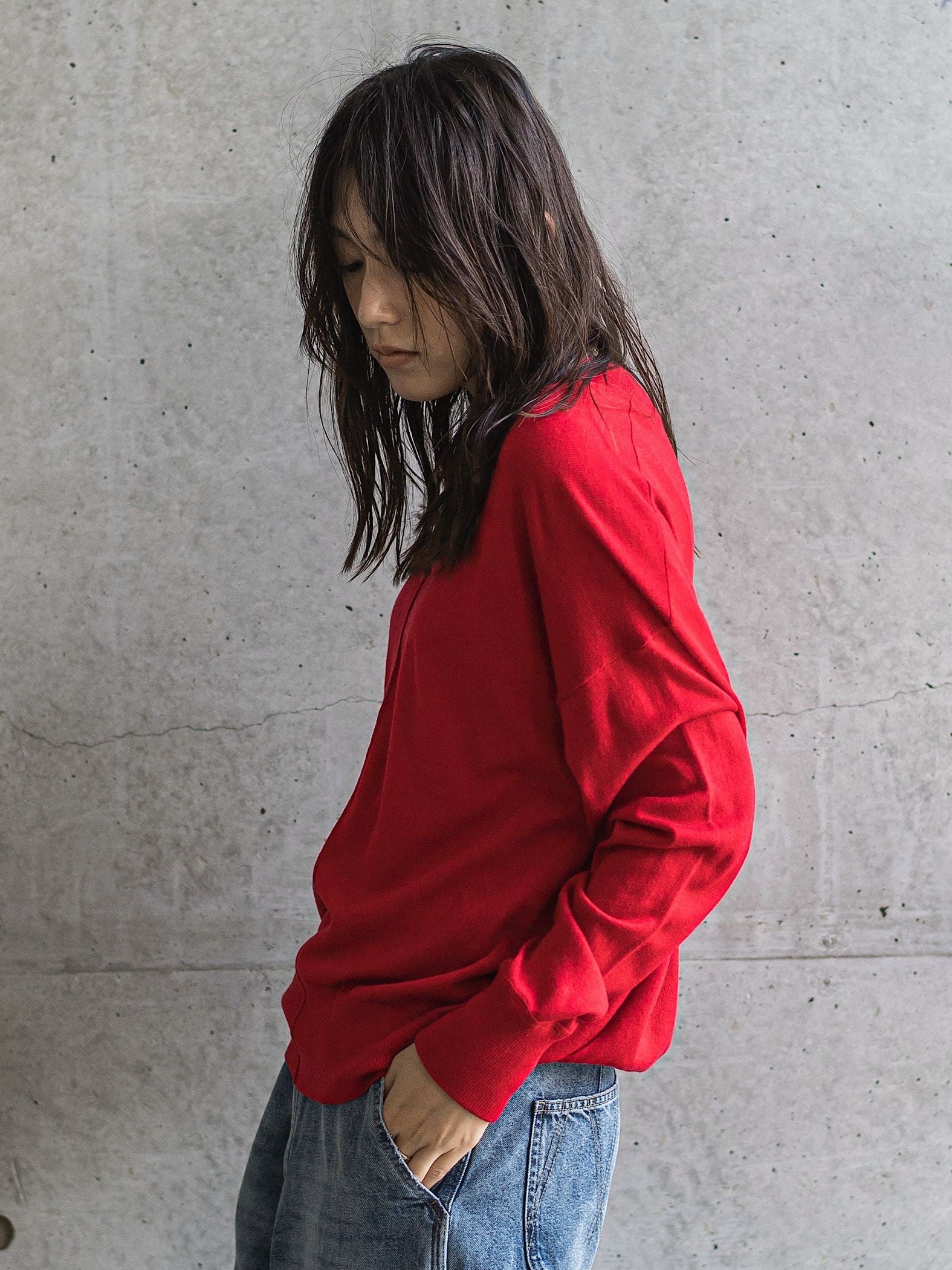 シルクカシミヤVネックコクーンニットプルオーバー≪手洗い可能≫