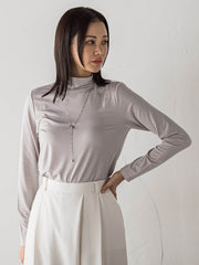 【WEB限定】吸湿発熱スムースストレッチタートルカットソー