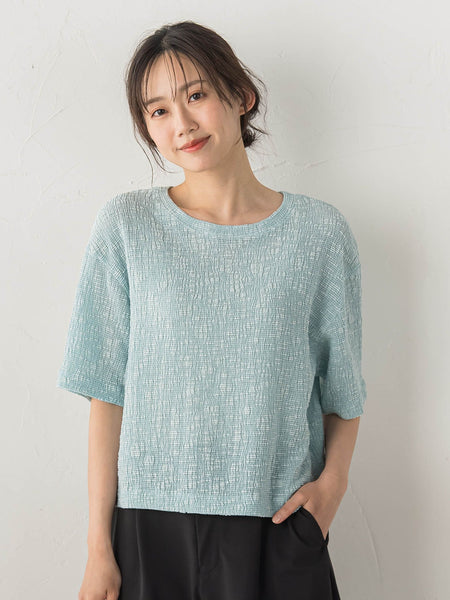 Recycle Slub BluseクロップドTシャツ