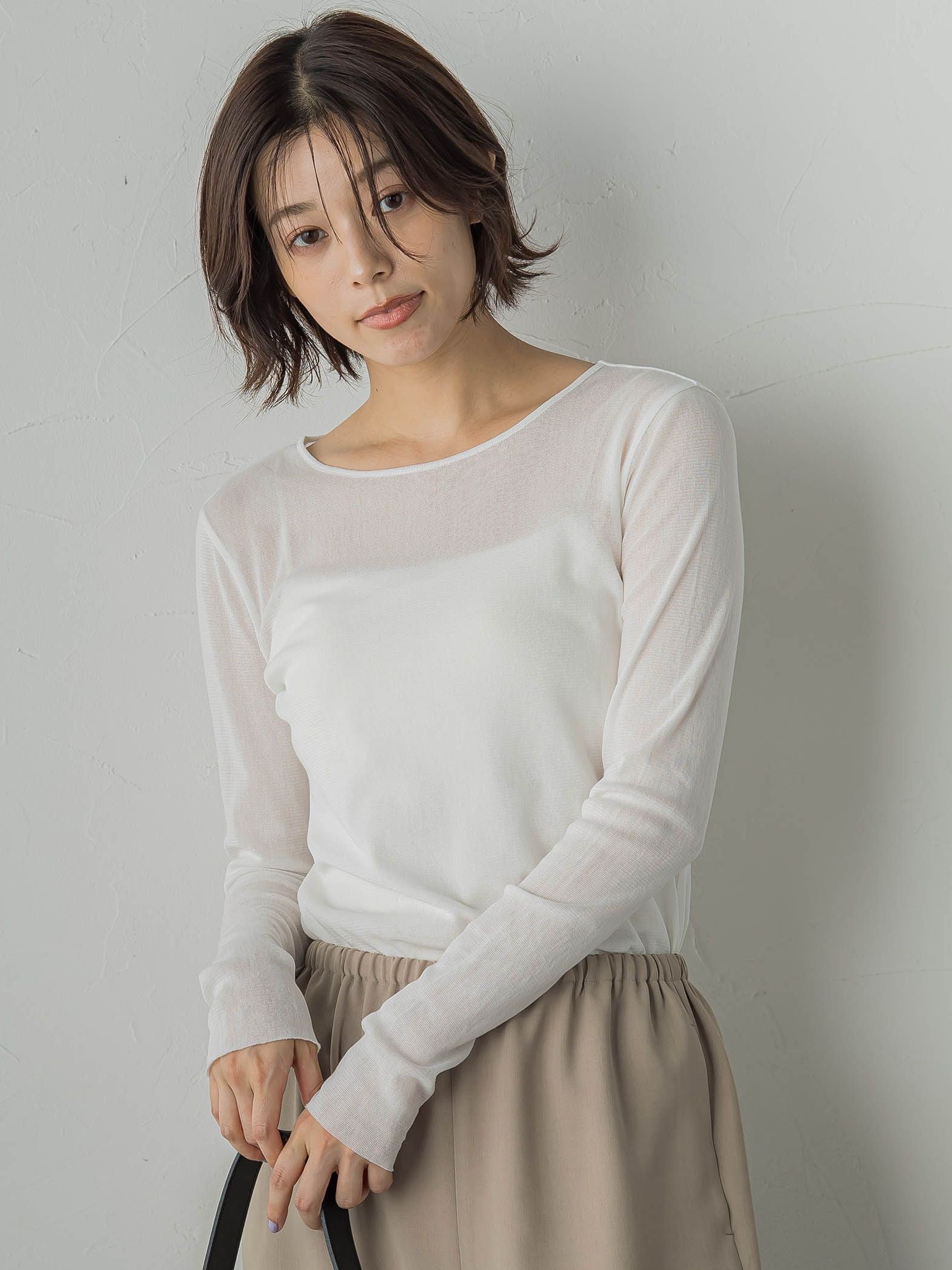 コットンサラチュールカットソー≪手洗い可能≫