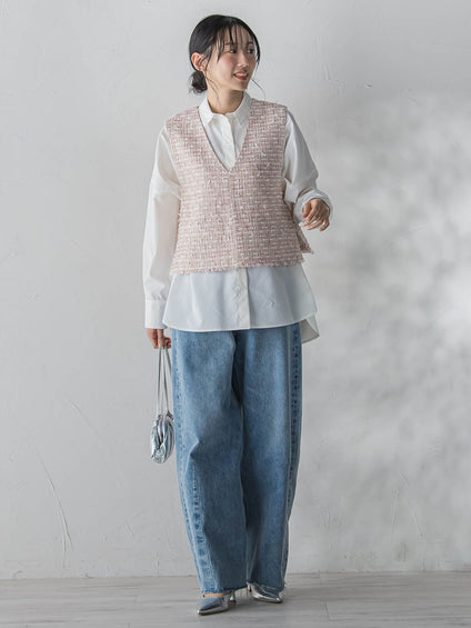 ミックスツィードベスト≪洗濯機で洗える≫