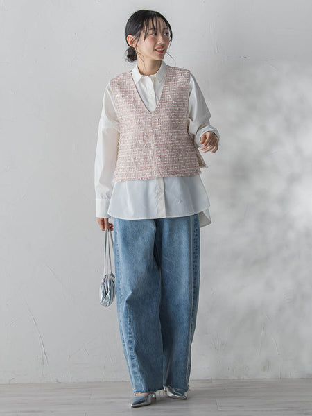 ミックスツィードベスト≪洗濯機で洗える≫