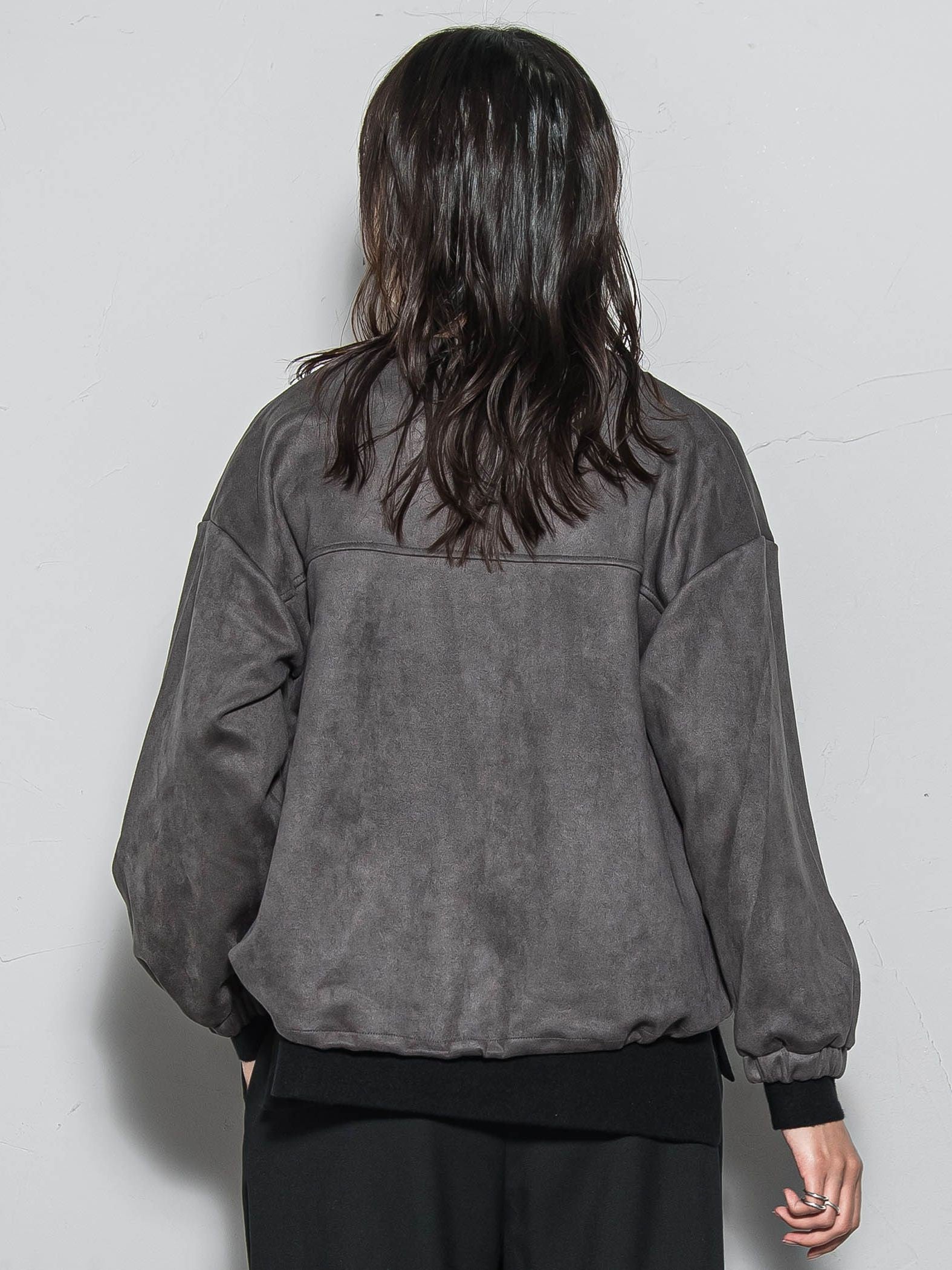 【WEB限定】マシュマロスウェードノーカラーブルゾン≪手洗い可能≫