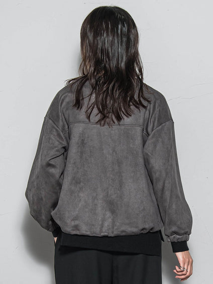 【WEB限定】マシュマロスウェードノーカラーブルゾン≪手洗い可能≫