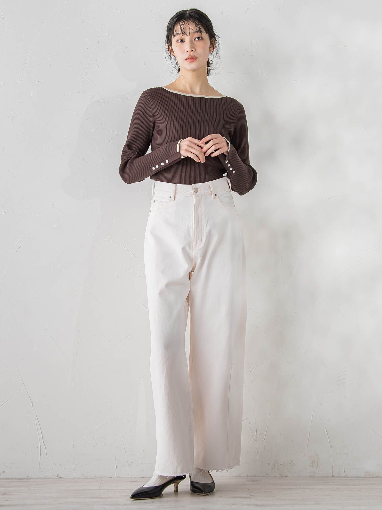 配色RIBニット≪手洗い可能≫