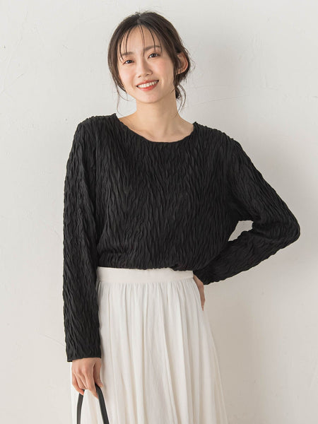 【WEB限定】フリルジャガードクルーネックプルオーバー
