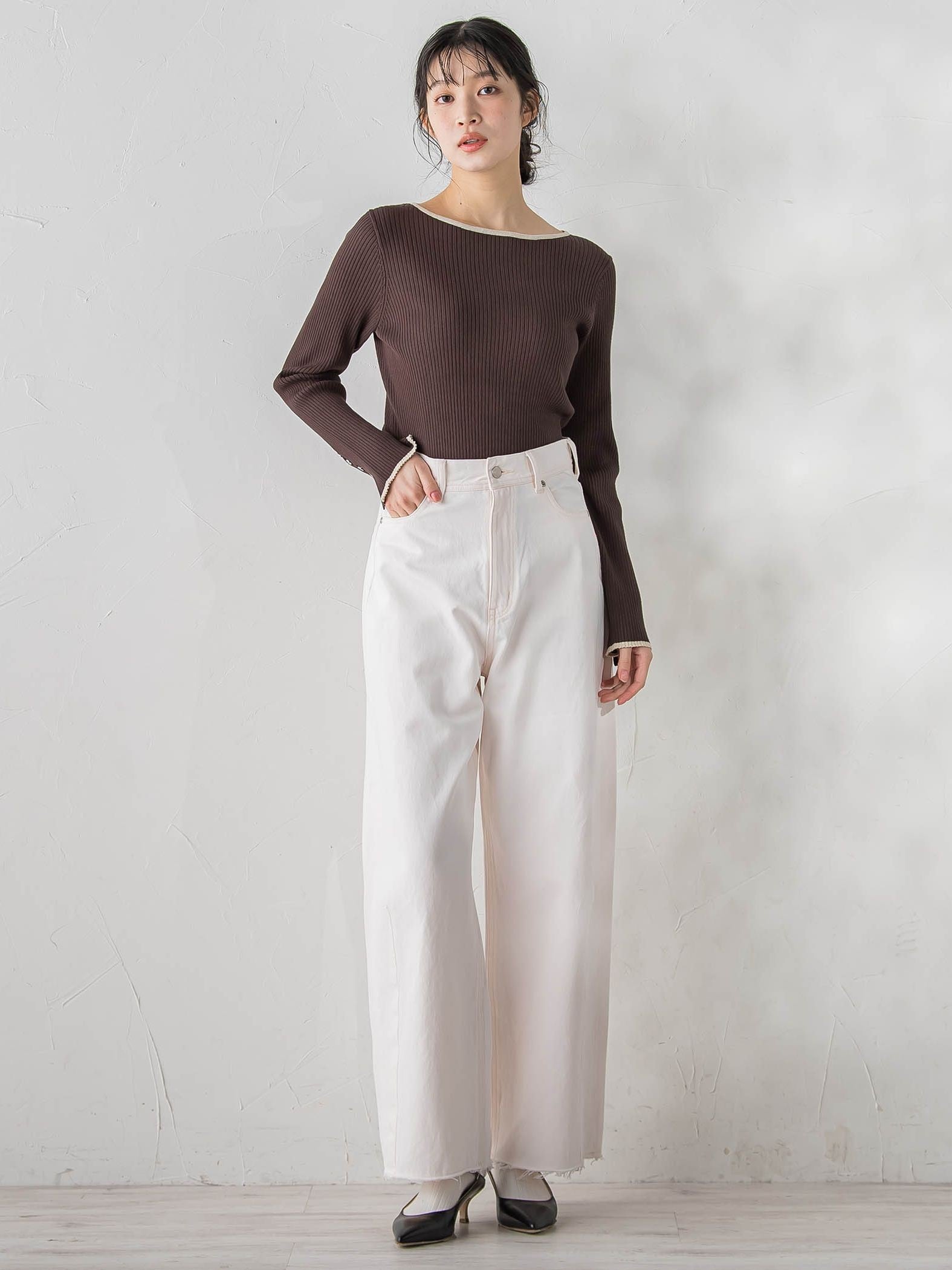 配色RIBニット≪手洗い可能≫