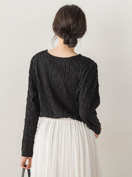 【WEB限定】フリルジャガードクルーネックプルオーバー