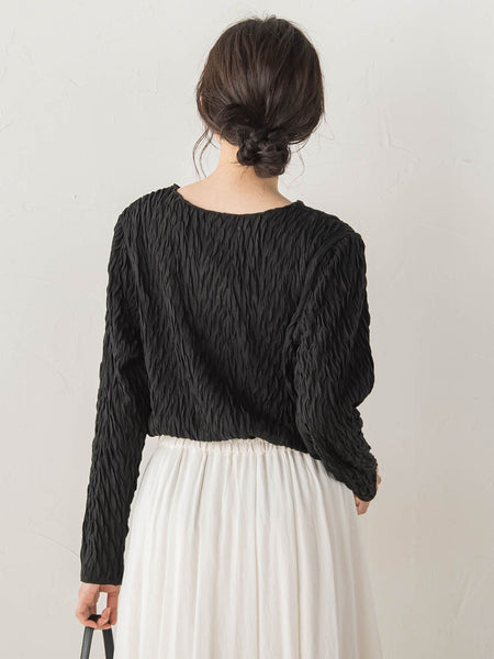【WEB限定】フリルジャガードクルーネックプルオーバー