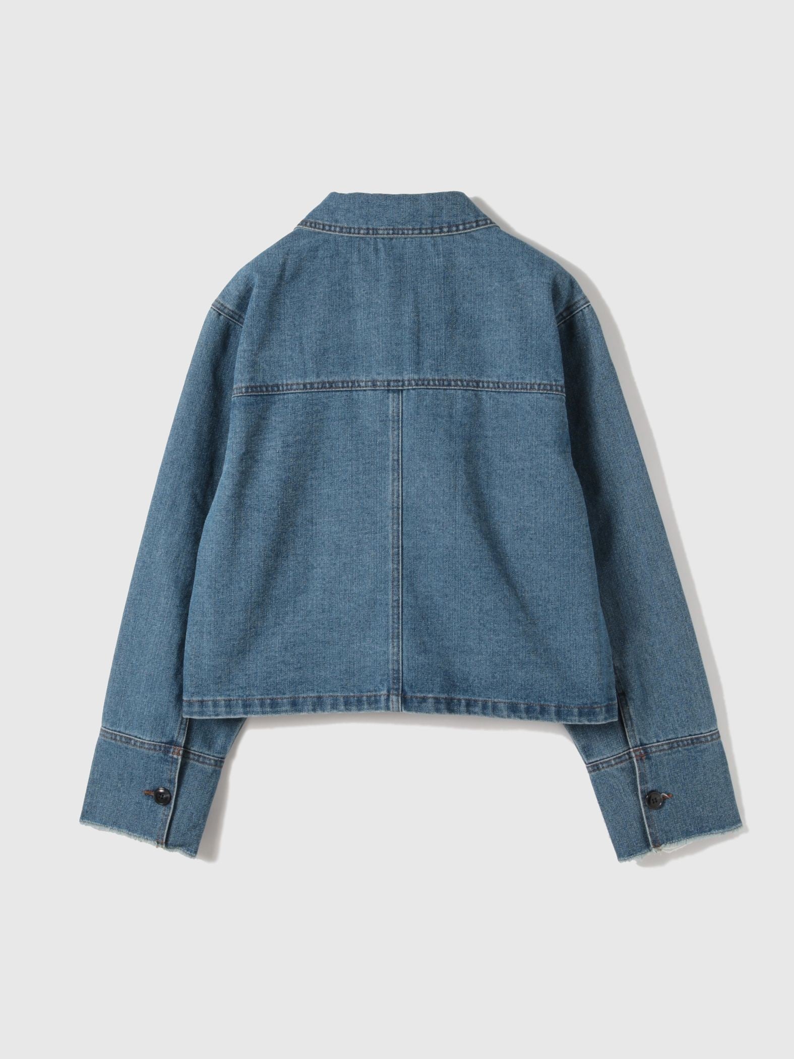 フラップポケットショートデニムブルゾン≪手洗い可能≫