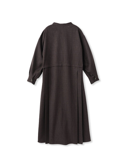 サイドプリーツシャツワンピース≪洗濯機で洗える≫