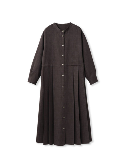 サイドプリーツシャツワンピース≪洗濯機で洗える≫