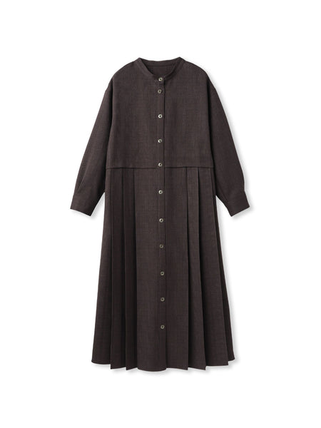 サイドプリーツシャツワンピース≪洗濯機で洗える≫