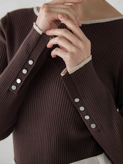 配色RIBニット≪手洗い可能≫