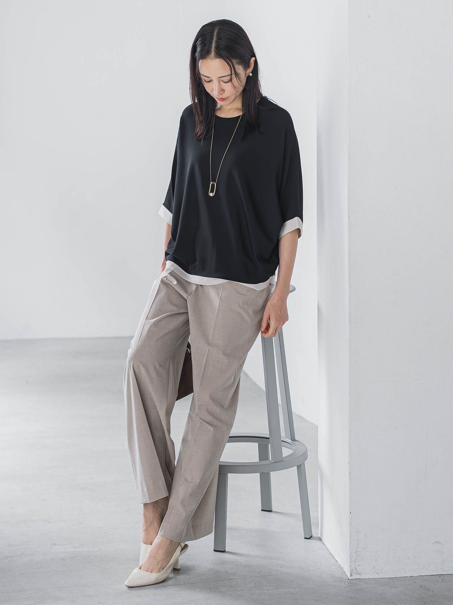 【skinea】≪着るスキンケア≫ドルマンスリーブ五分袖ニット