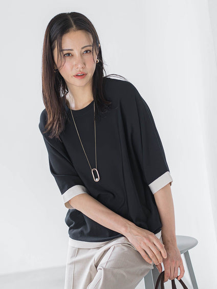 【skinea】≪着るスキンケア≫ドルマンスリーブ五分袖ニット