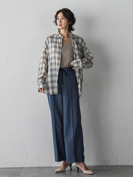 【WEB限定/大きいサイズ】“美脚デニム見え”ワイドパンツ