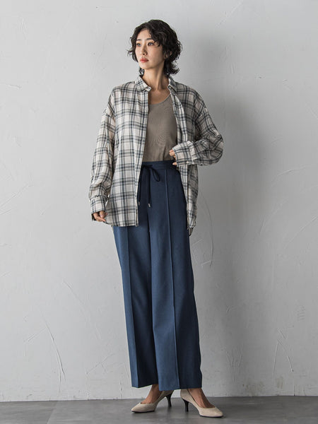 【WEB限定/大きいサイズ】“美脚デニム見え”ワイドパンツ