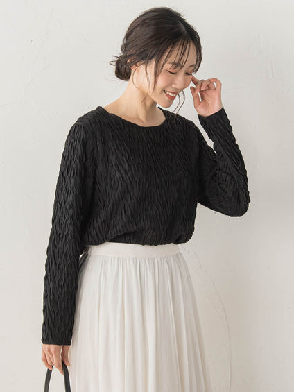【WEB限定】フリルジャガードクルーネックプルオーバー