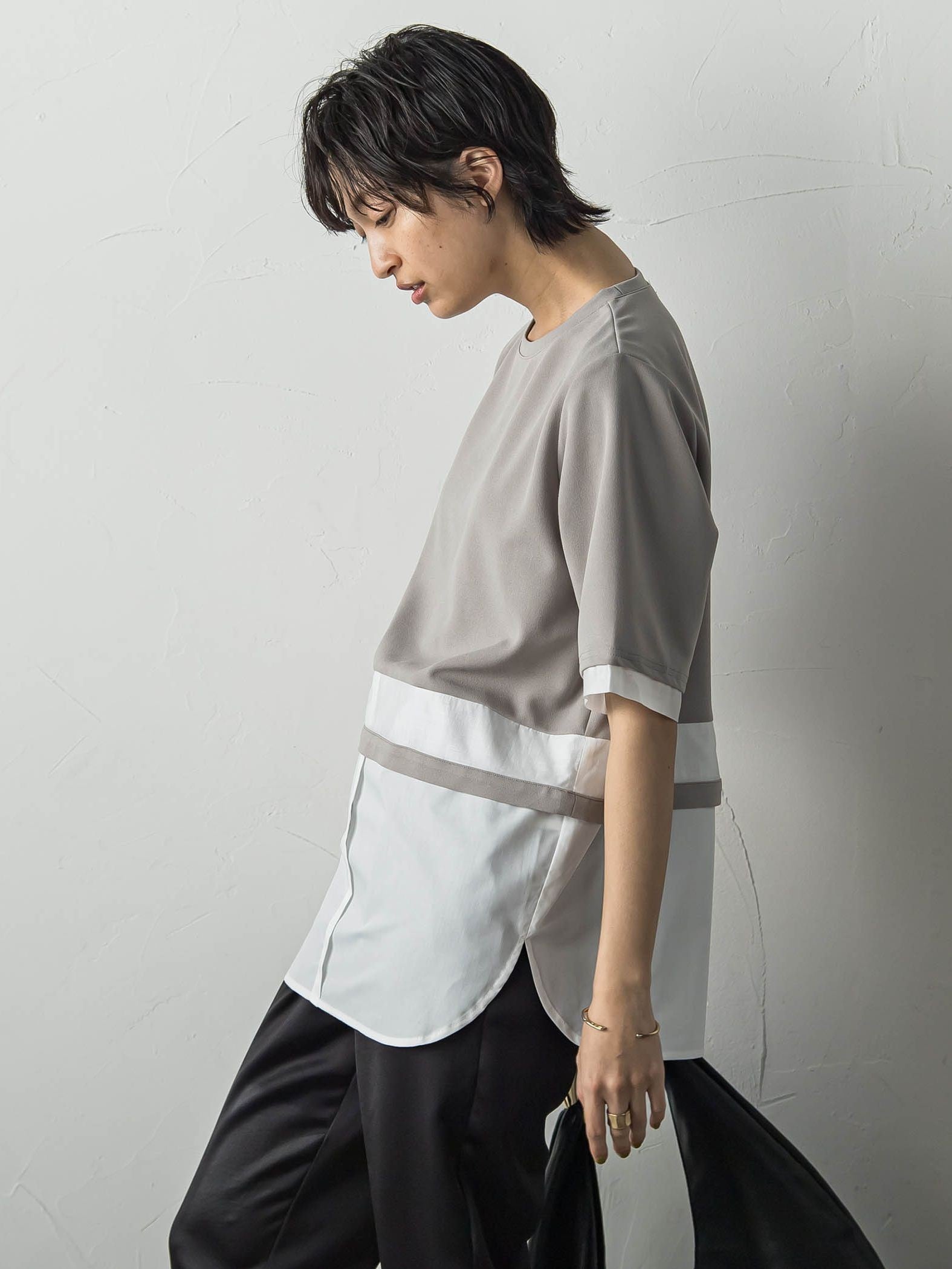 シアーレイヤードコンビプルオーバー≪洗濯機で洗える≫