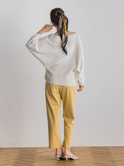 【WEB限定】サークルストレッチテーパードパンツ≪洗濯機で洗える≫