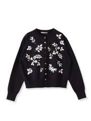 【新色追加】ボタニカルモチーフ刺繍カーディガン