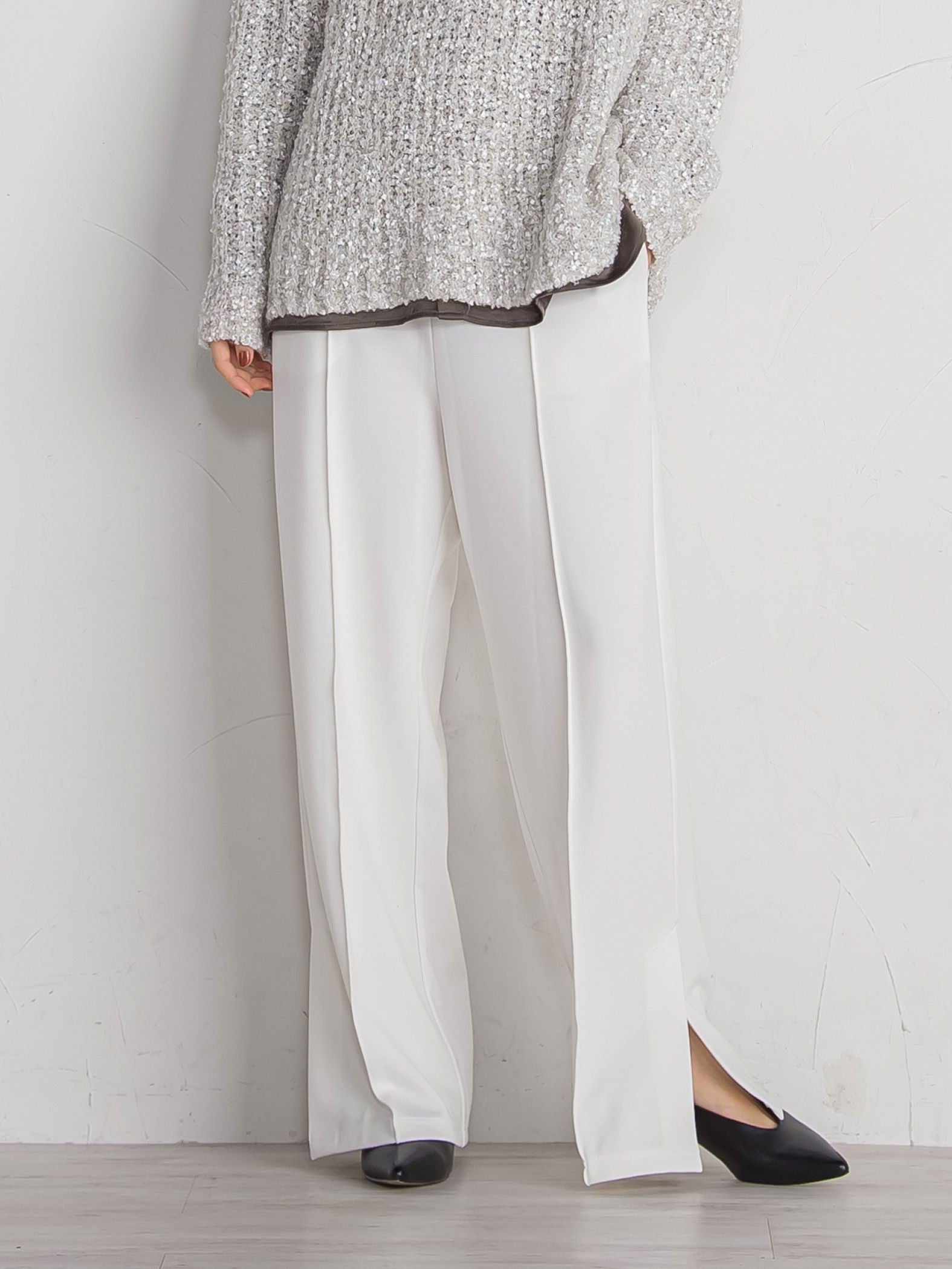 ポンチサイドスリットワイドパンツ≪セットアップ対応/手洗い可能≫