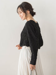 【WEB限定】フリルジャガードクルーネックプルオーバー