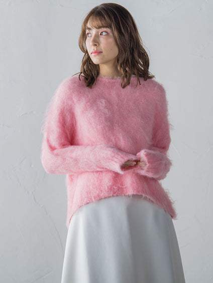 FLUFFYふわふわシャギーボートネックプルオーバー ≪手洗い可能≫