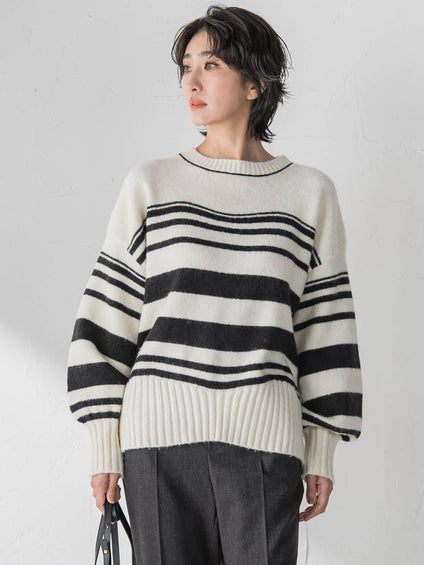 【WEB限定】”ふんわり着心地”ランダムボーダーニット