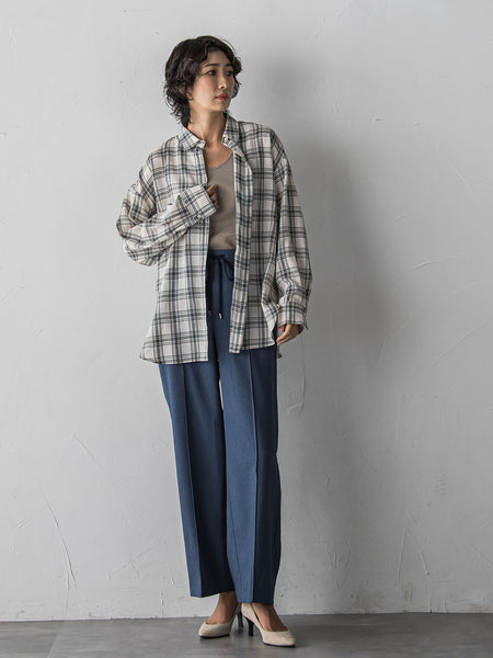 【WEB限定/大きいサイズ】“美脚デニム見え”ワイドパンツ