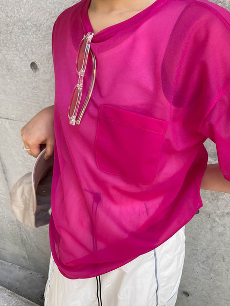 【ENIM BY VICKY】ポケット付きシアーTシャツ《手洗い可能》