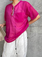 【ENIM BY VICKY】ポケット付きシアーTシャツ《手洗い可能》