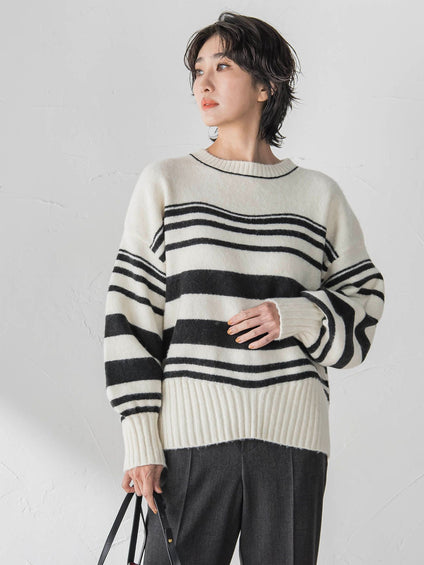 【WEB限定】”ふんわり着心地”ランダムボーダーニット