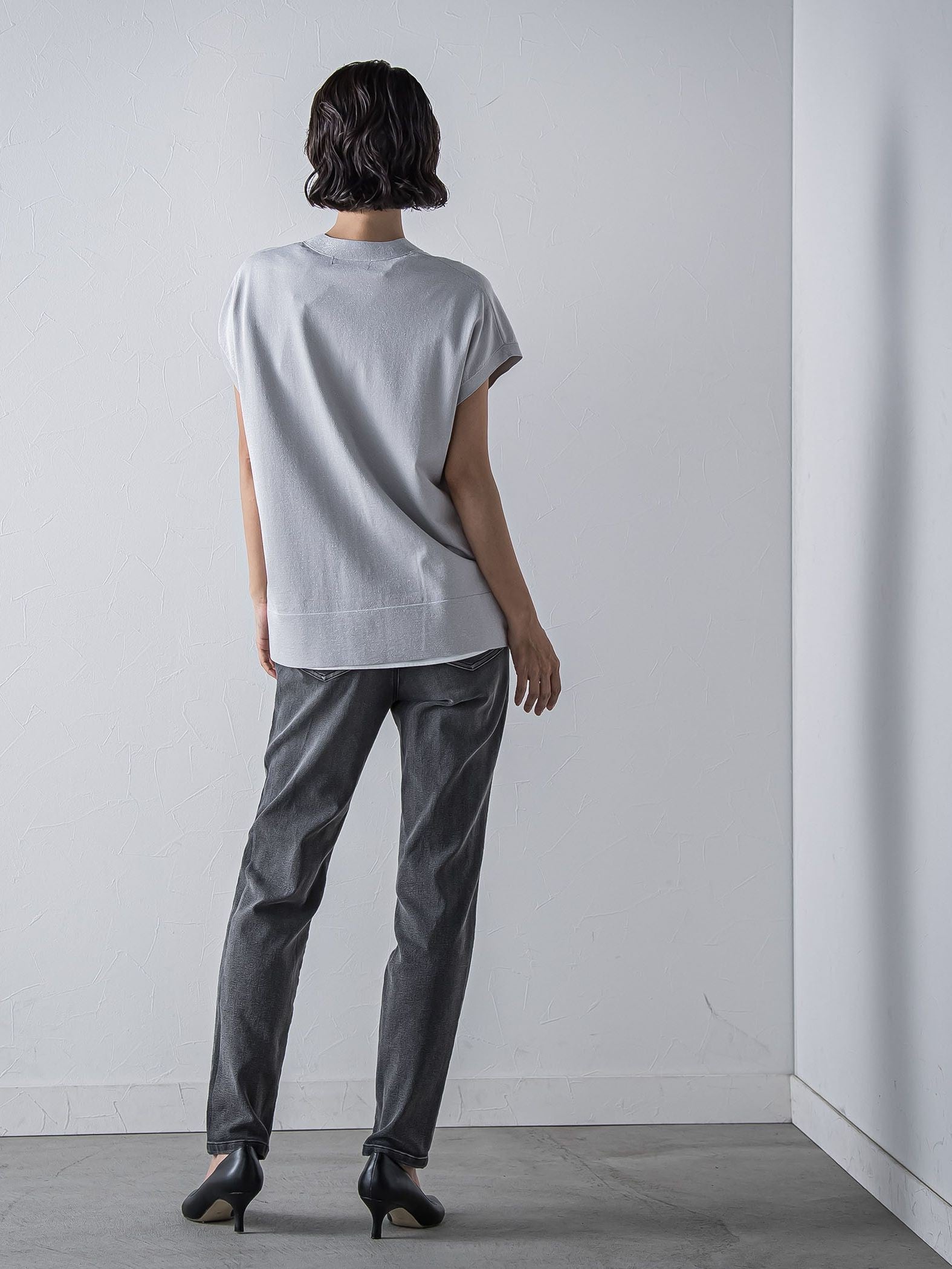 ”一枚でもレイヤードにも”ラメニットジレ≪手洗い可能≫