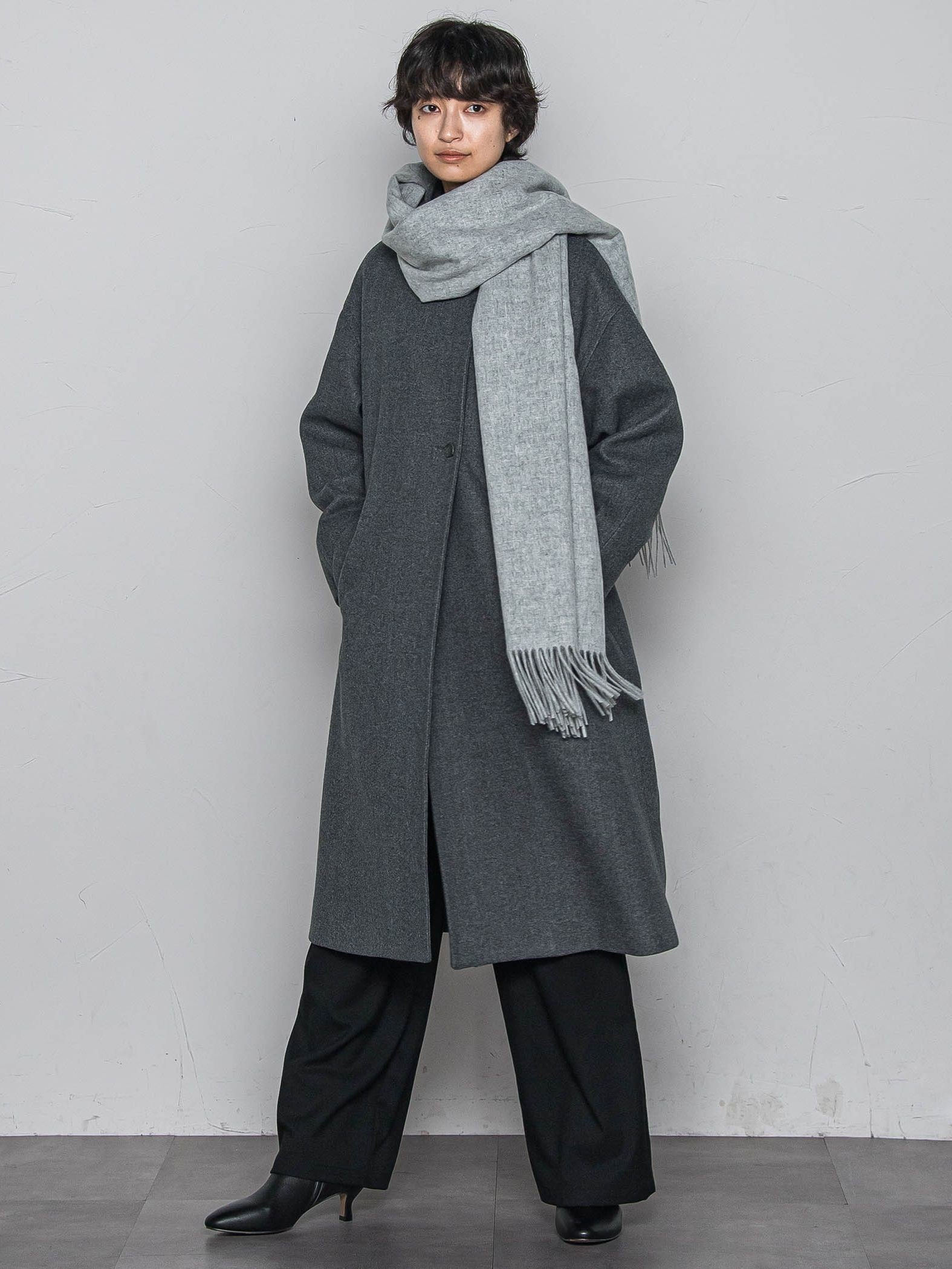 ライトジャージメルトンスタンドカラーロングコート