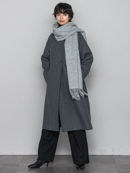 ライトジャージメルトンスタンドカラーロングコート