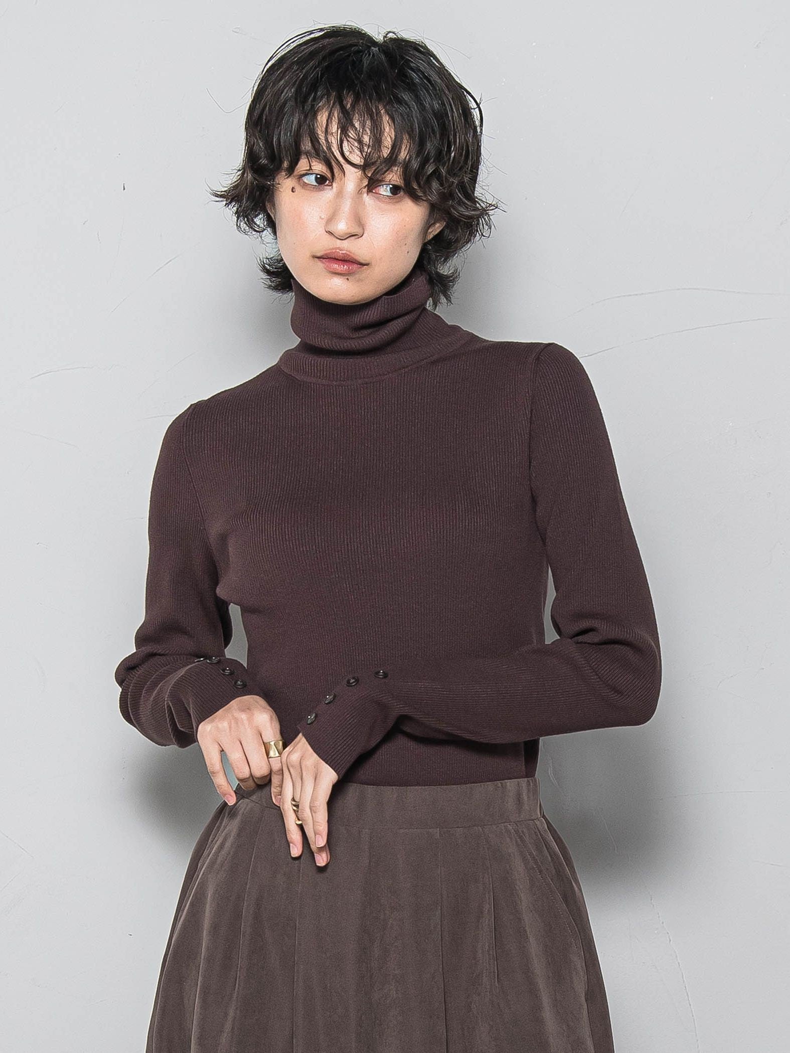 リブタートルニットプルオーバー≪手洗い可能≫