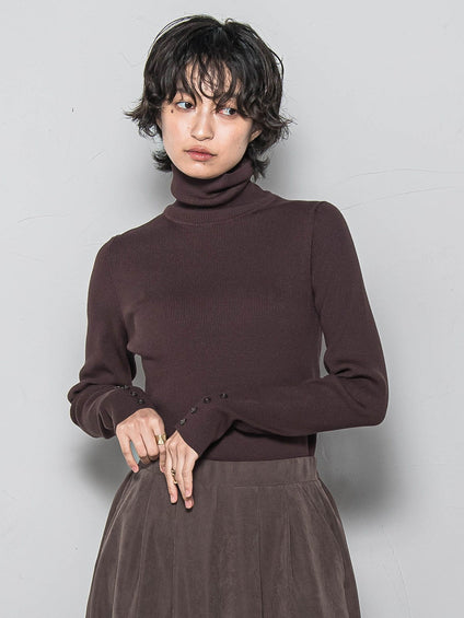 リブタートルニットプルオーバー≪手洗い可能≫