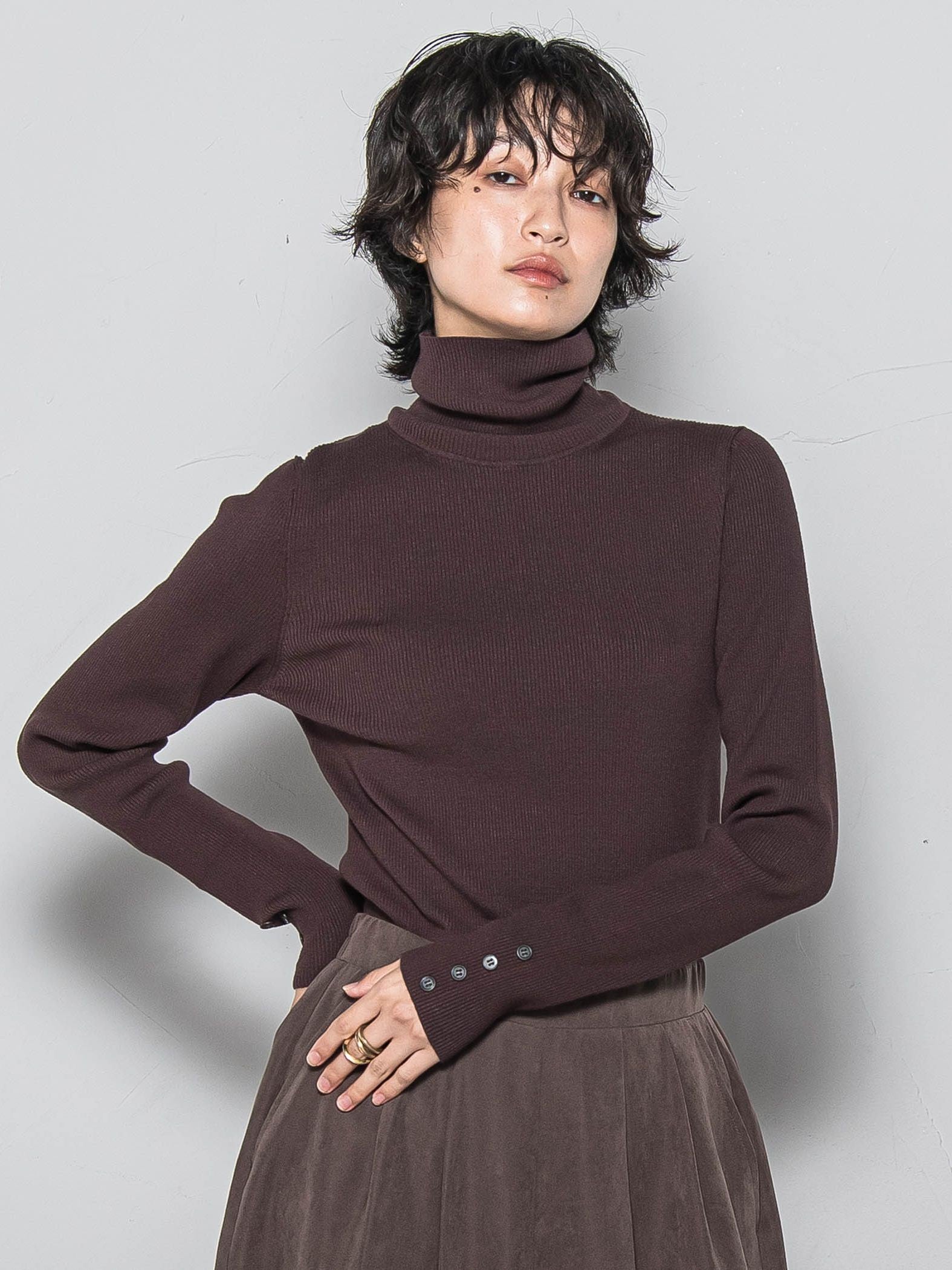 リブタートルニットプルオーバー≪手洗い可能≫