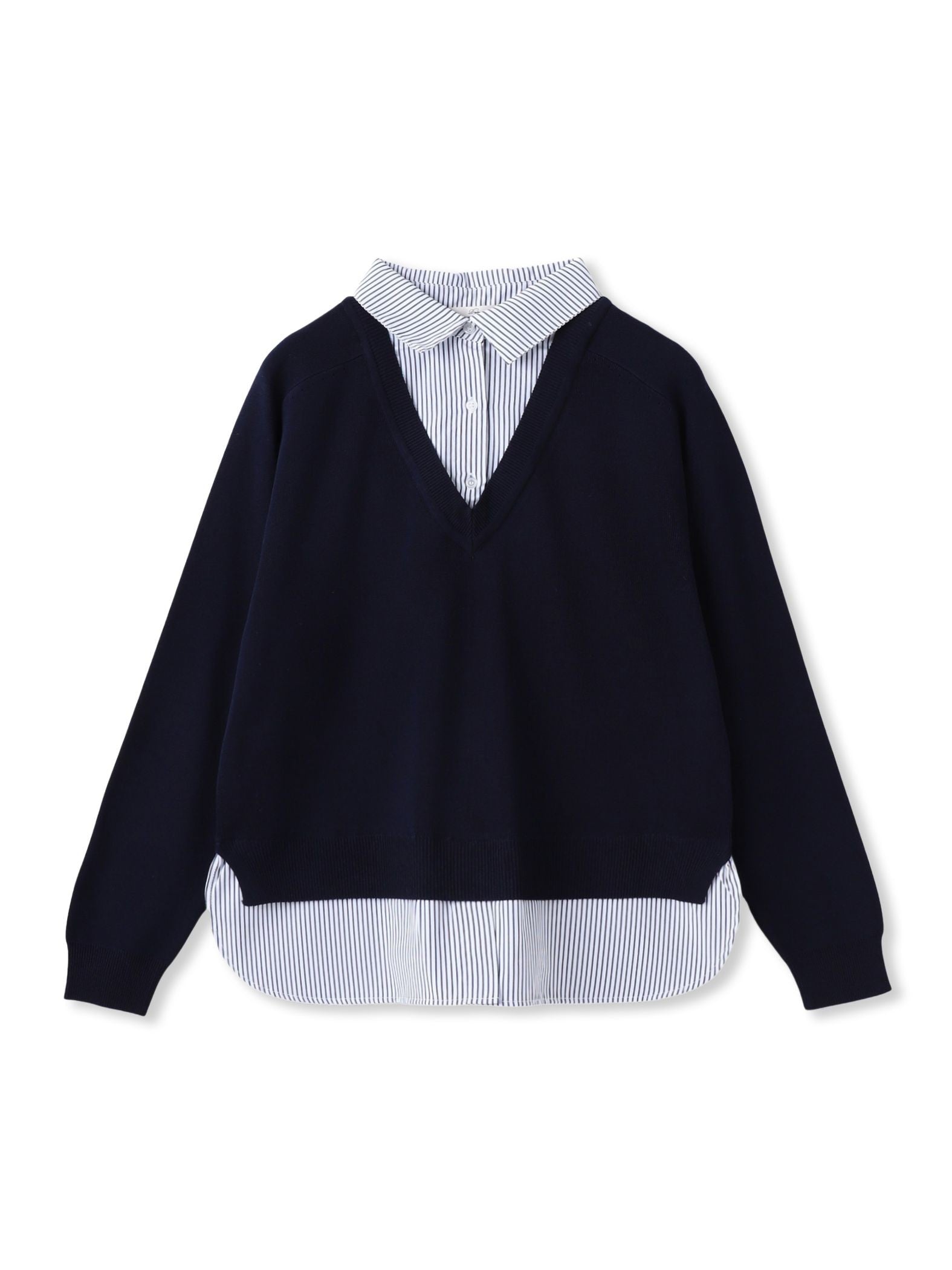 【WEB限定】Vネックブラウス切替えプルオーバー≪手洗い可能≫