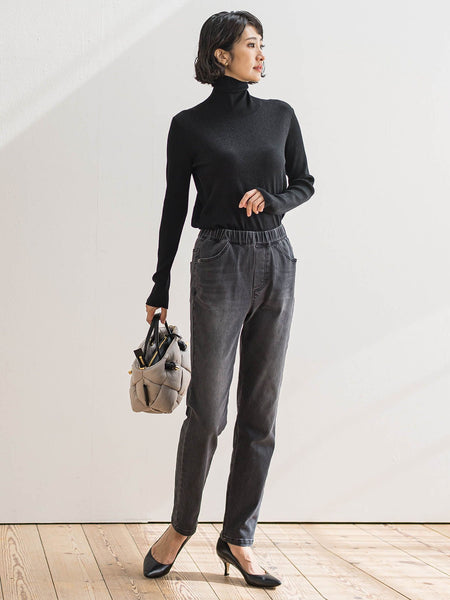 【WEB限定】”楽暖”あったか裏起毛スキニーデニム≪洗濯機で洗える≫