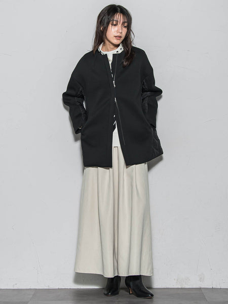 モスダンボール×中綿キルティングノーカラーコート≪手洗い可能≫