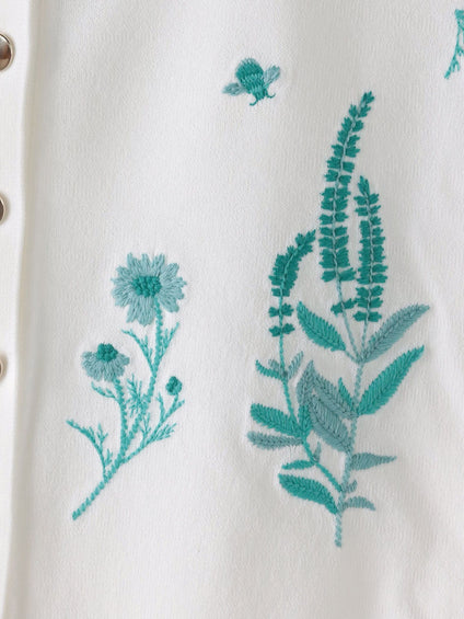 【新色追加】ハーブ刺繍カーディガン≪手洗い可能≫
