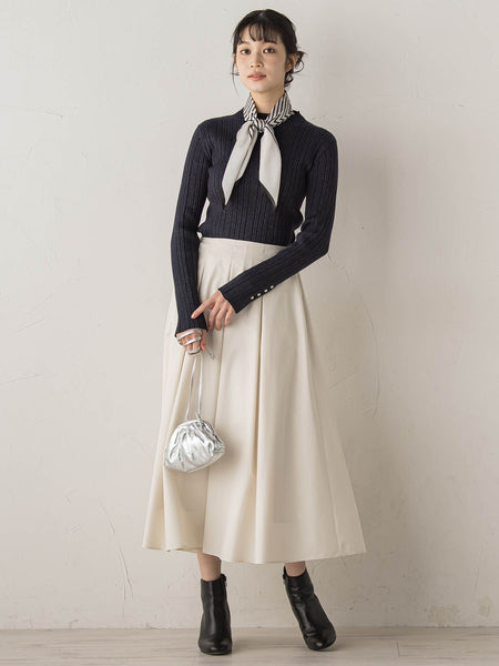 袖ボタンランダムリブニット≪手洗い可能≫