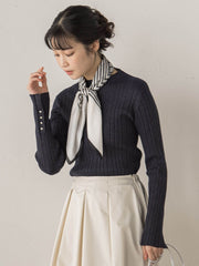 袖ボタンランダムリブニット≪手洗い可能≫