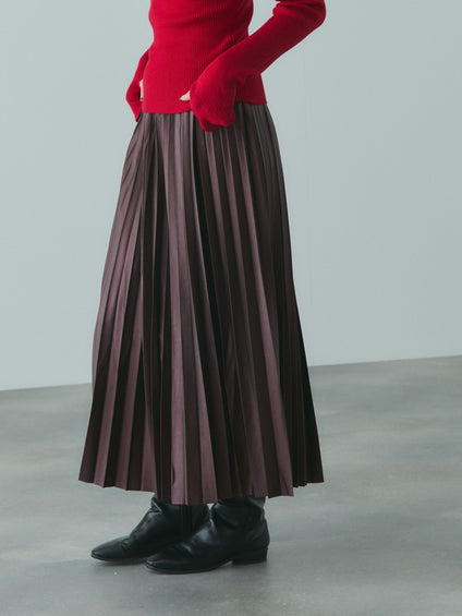 レザーライクジョーゼットプリーツスカート≪手洗い可能≫